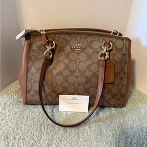 Coach Tan and Brown Signature Satchel